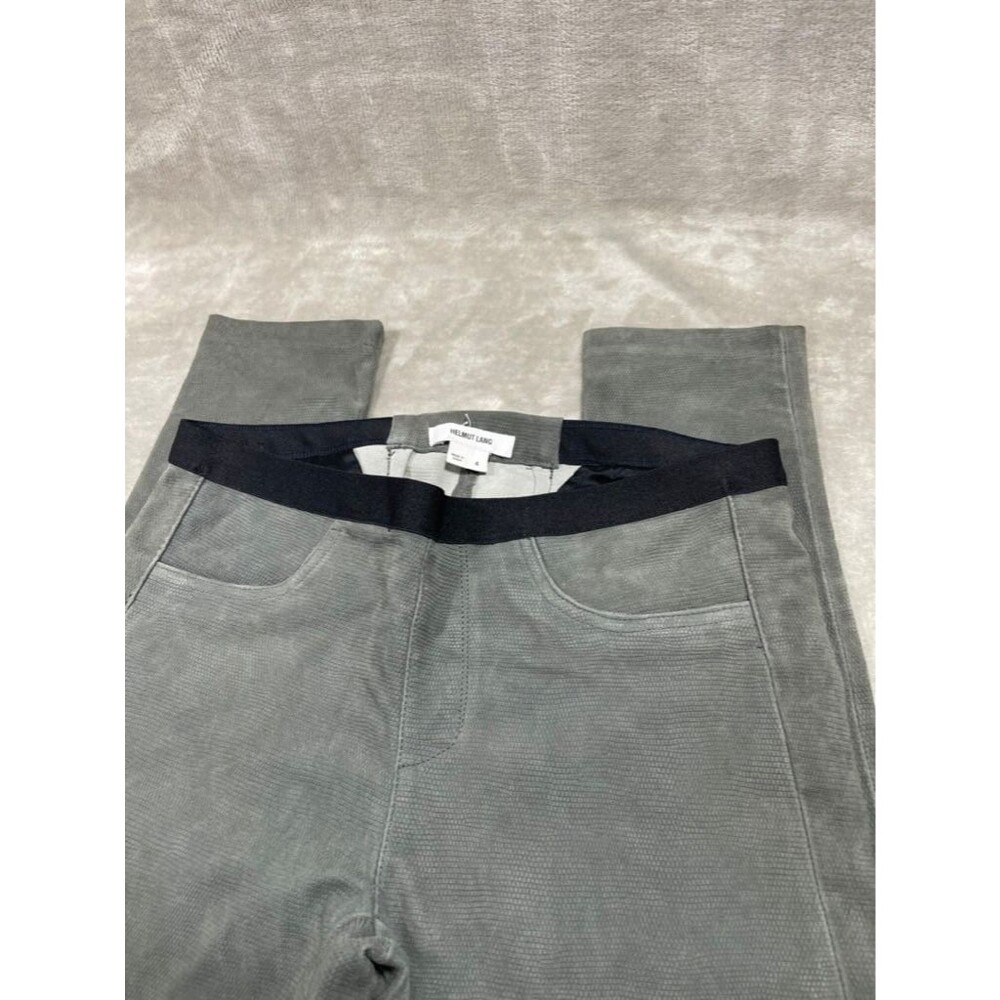 Helmut Lang Lamb Leather Skinny Pants Women Size 4 Gray Pull On Slim